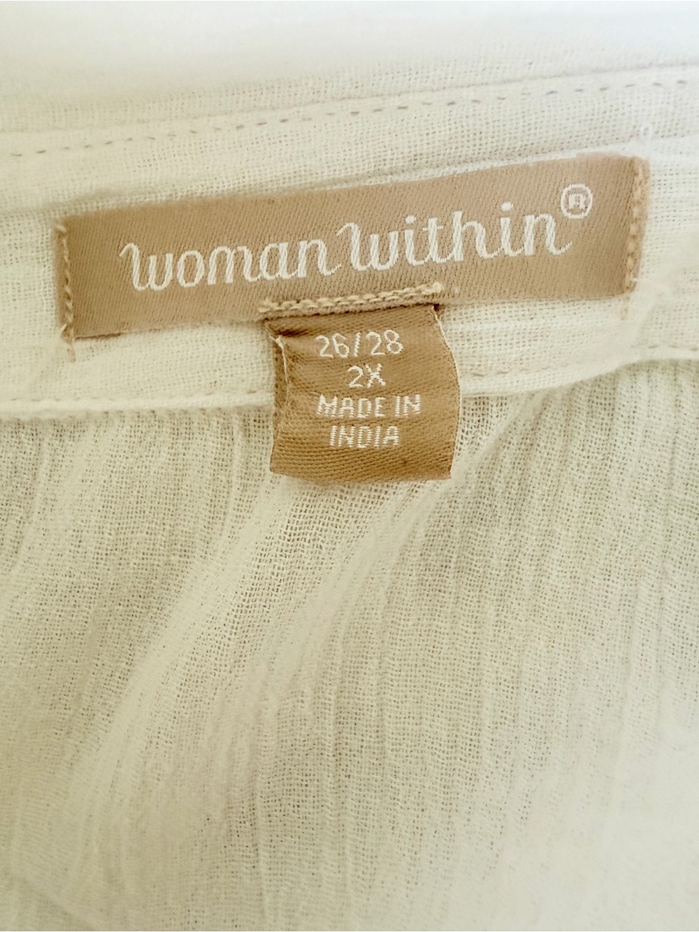 Woman Within White Button-Front Shirt with Multicolor Floral Embroidery - Picture 6 of 7